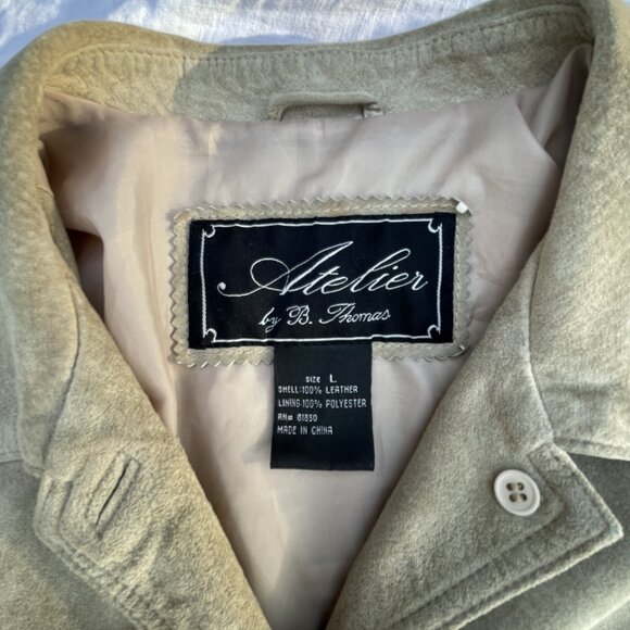 Atelier by B Thomas Light Tan Suede Leather Jacket Women’s - Size Large - Picture 3 of 4